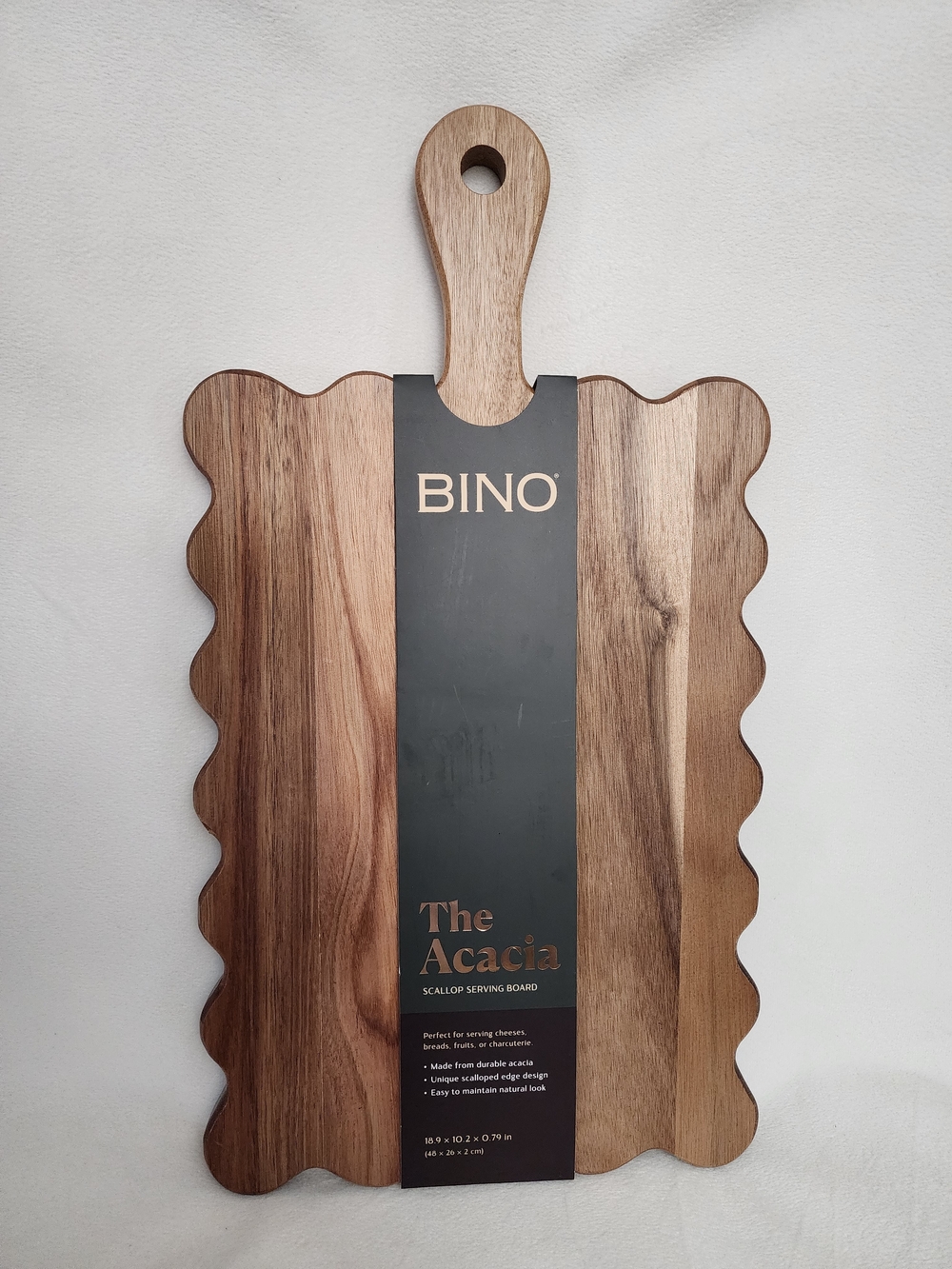 acacia swimwear Natural Wood Scallop Serving Board